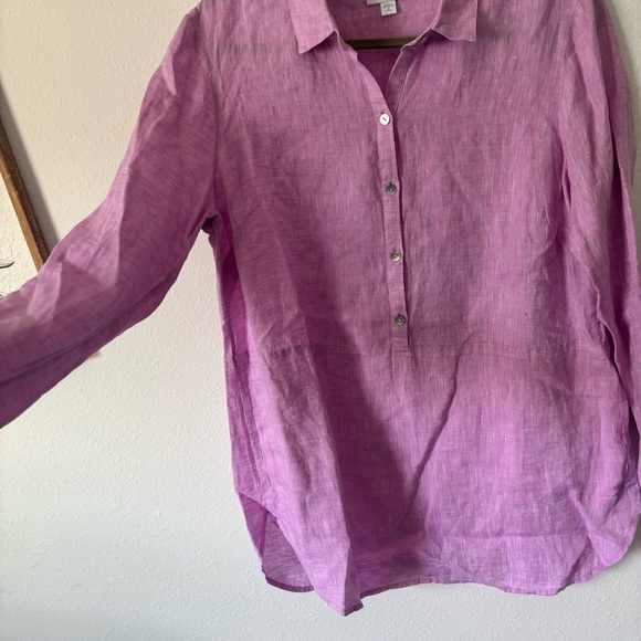 Womens J. Jill Purple Relaxed Notched Collar 100% Linen Medium - Picture 4 of 7